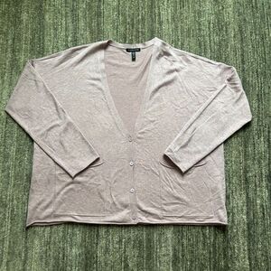 Eileen Fisher Muted Lavendar Cardigan Sweater, Size M